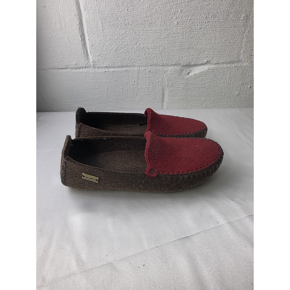 Haflinger Brown and Red Wool Moccasin Slippers